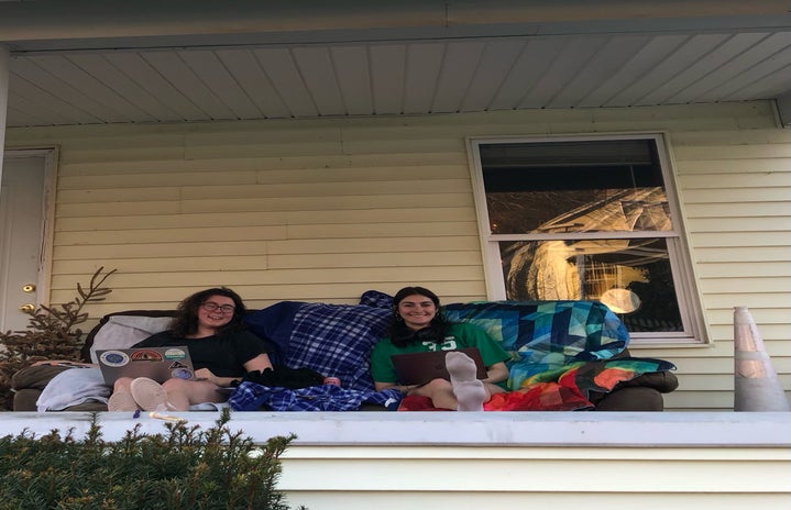 roommates on porch