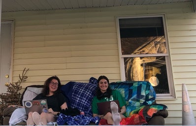 roommates on porch