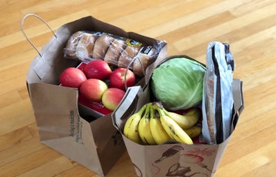 grocery bags on floor