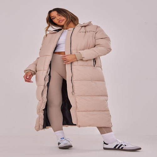 Holographic longline shop puffer coat