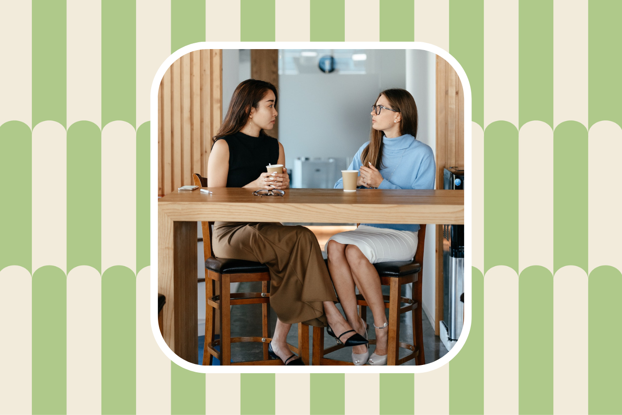 two women having a coffee chat