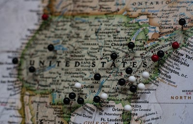 Map of the United States with Pins