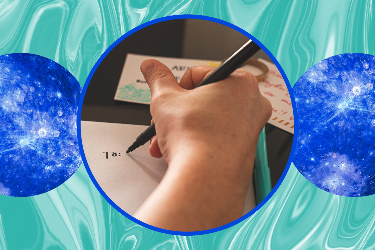 person writing letter