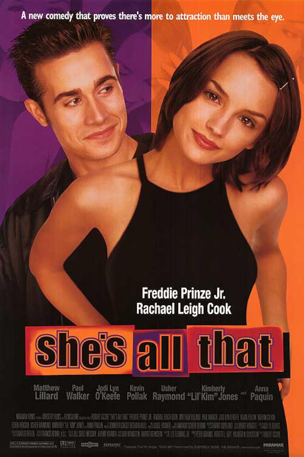 Fredie Prinze Jr. and Rachel Leigh Cook in the movie She\'s All That movie poster