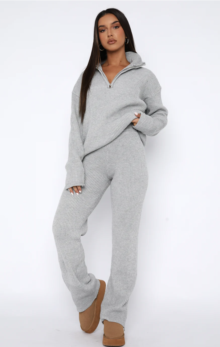White Fox Knit Lounge Set