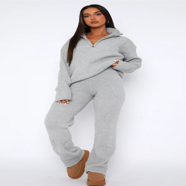 White Fox Knit Lounge Set