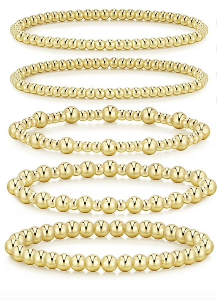 JIANIYA 14K Gold Plated Beaded Strand Bracelet