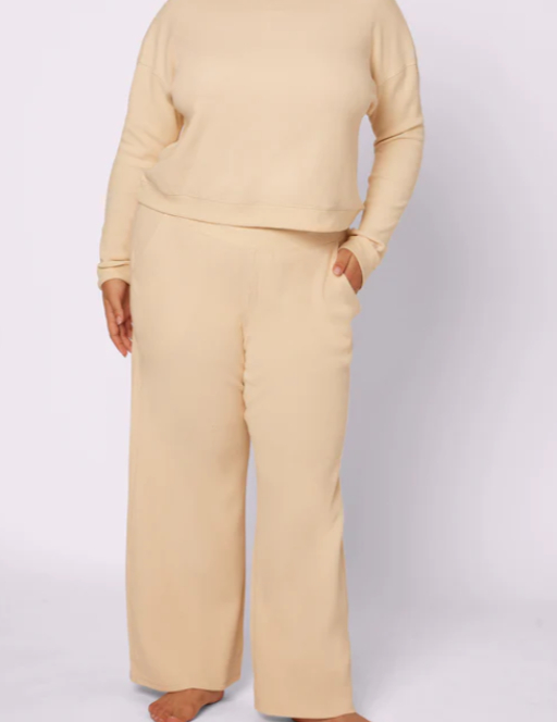 creme wide leg pants