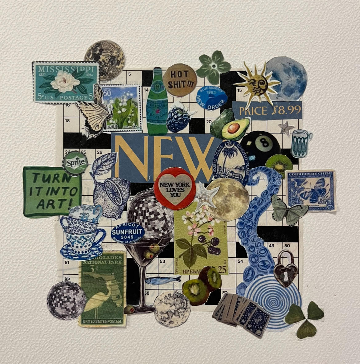 collage cutouts blue and green