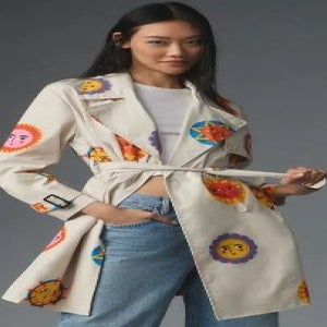 the cool hour sunshine print trench coat jacket