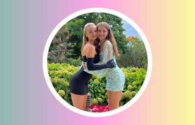 Graphic with a photo of my best friend and I posing