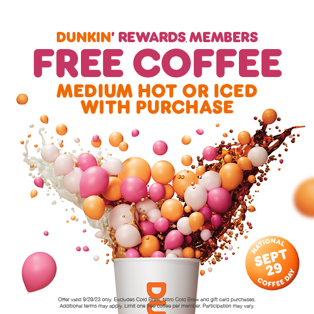 dunkin\' donuts national coffee day 2023 promotion