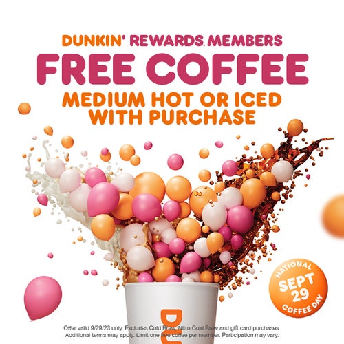 dunkin\' donuts national coffee day 2023 promotion