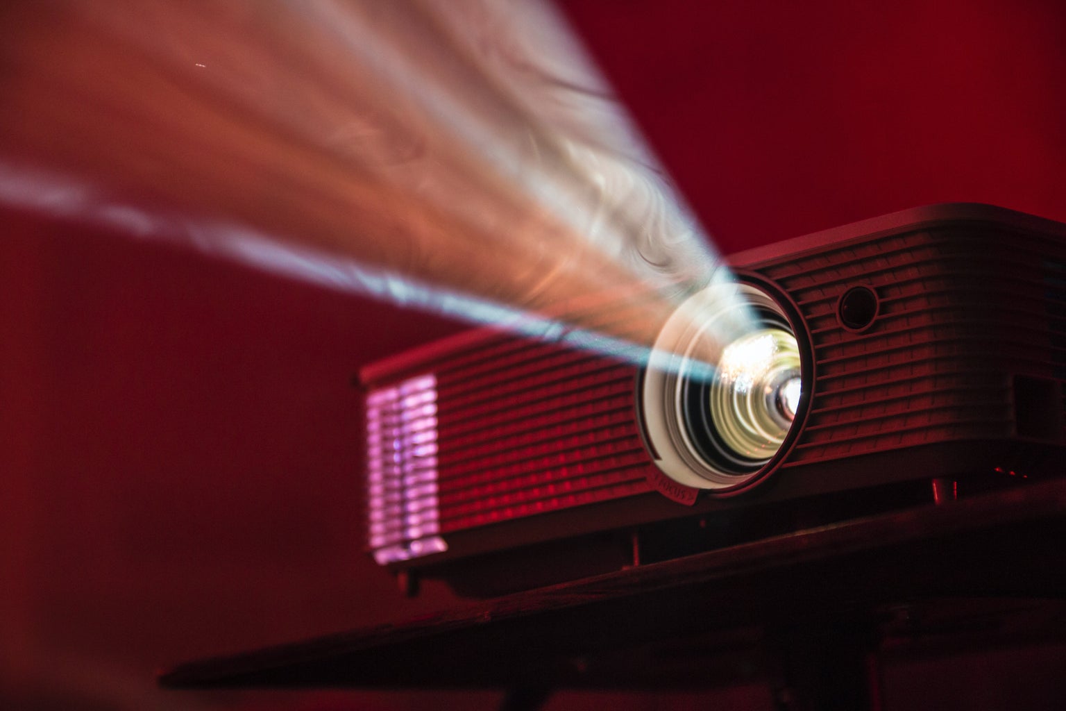 turned on LED movie projector