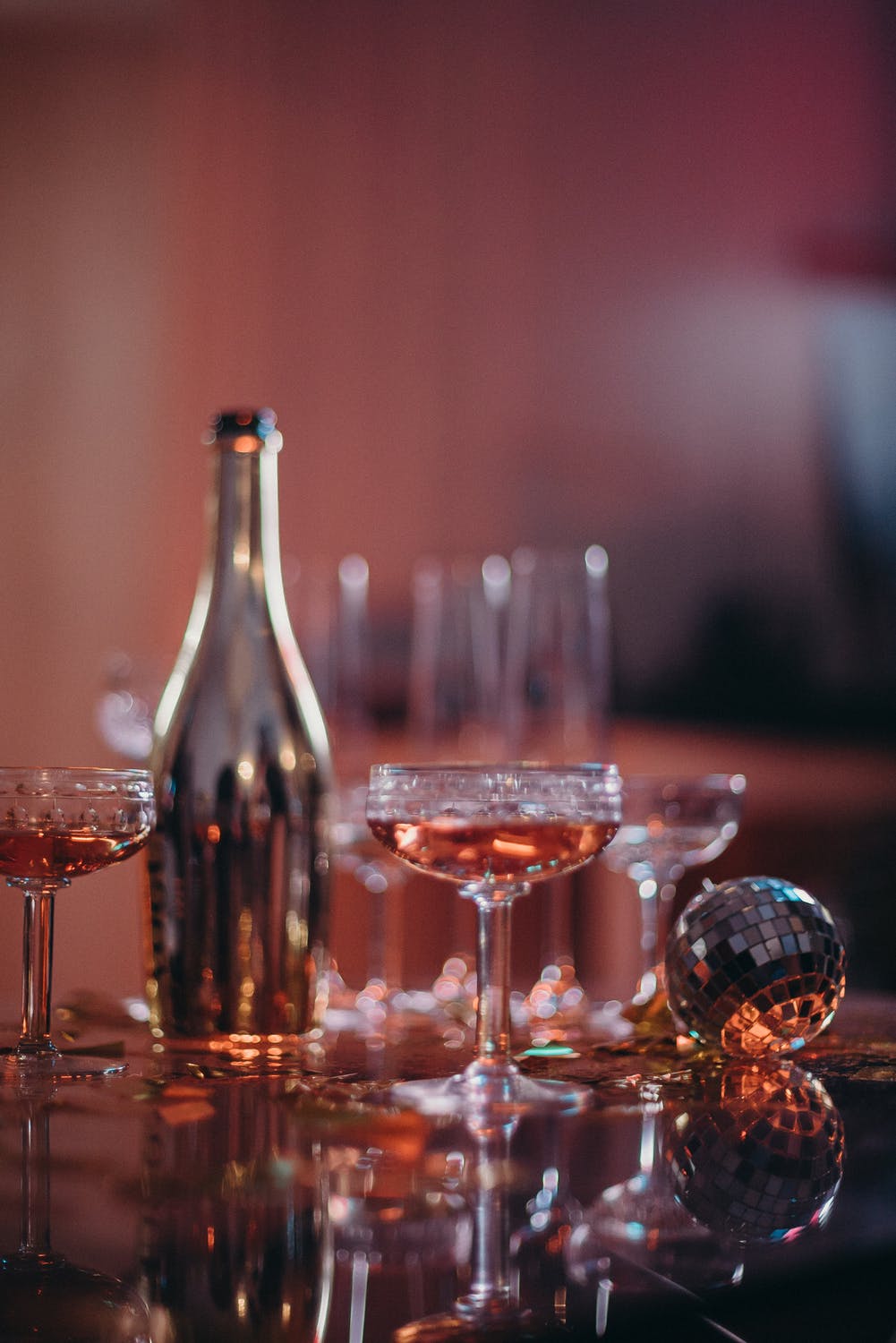 wine bottles and glasse