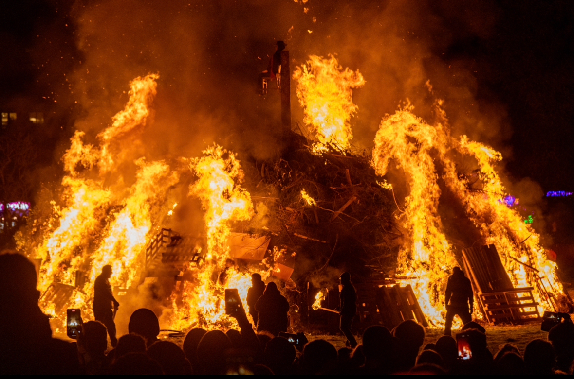 Bonfire at tar barrels