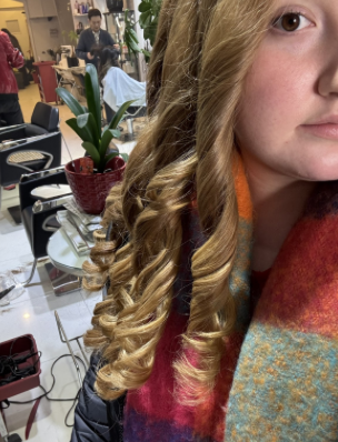 Becca Hadley\'s blowout curls.