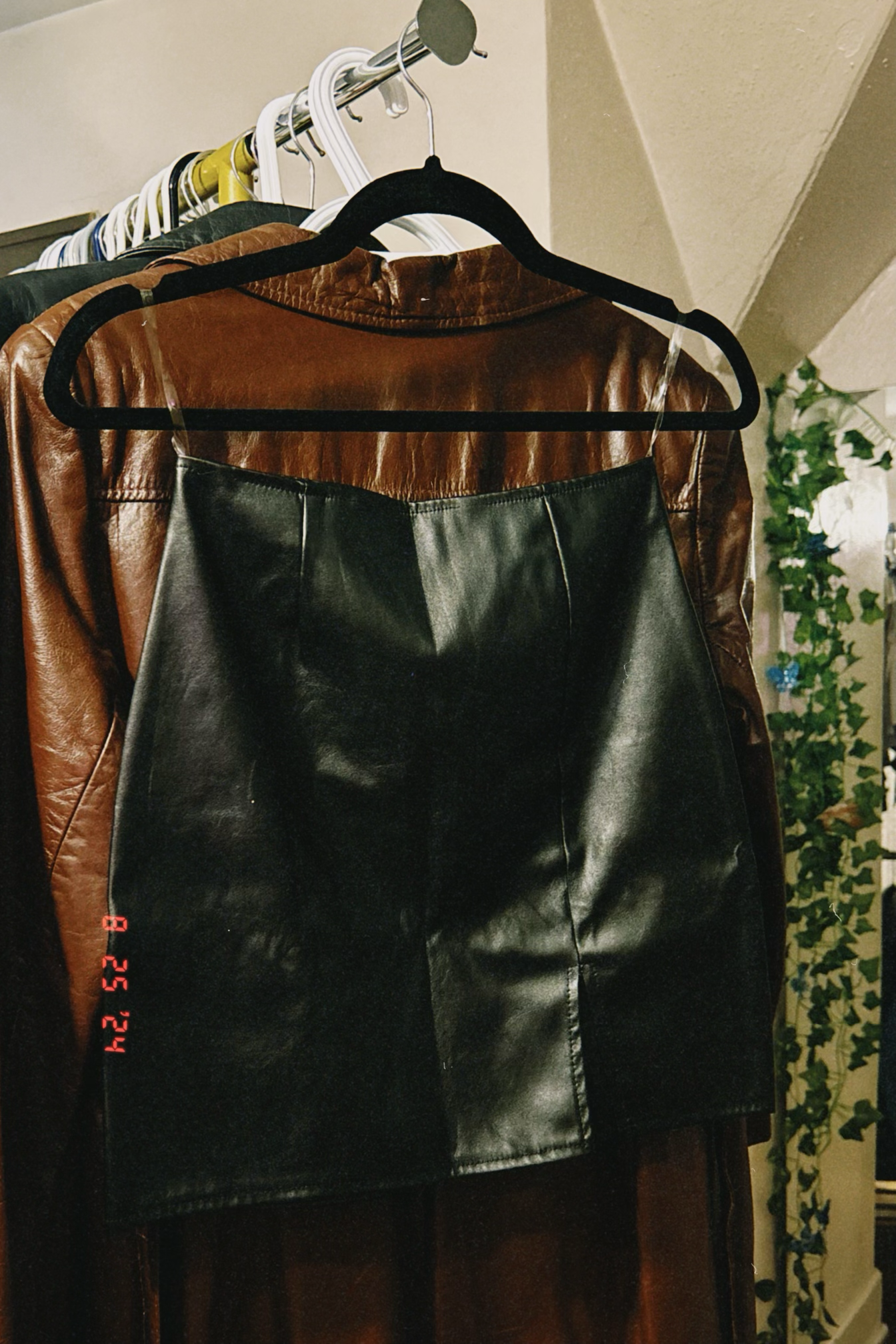 black faux leather skirt