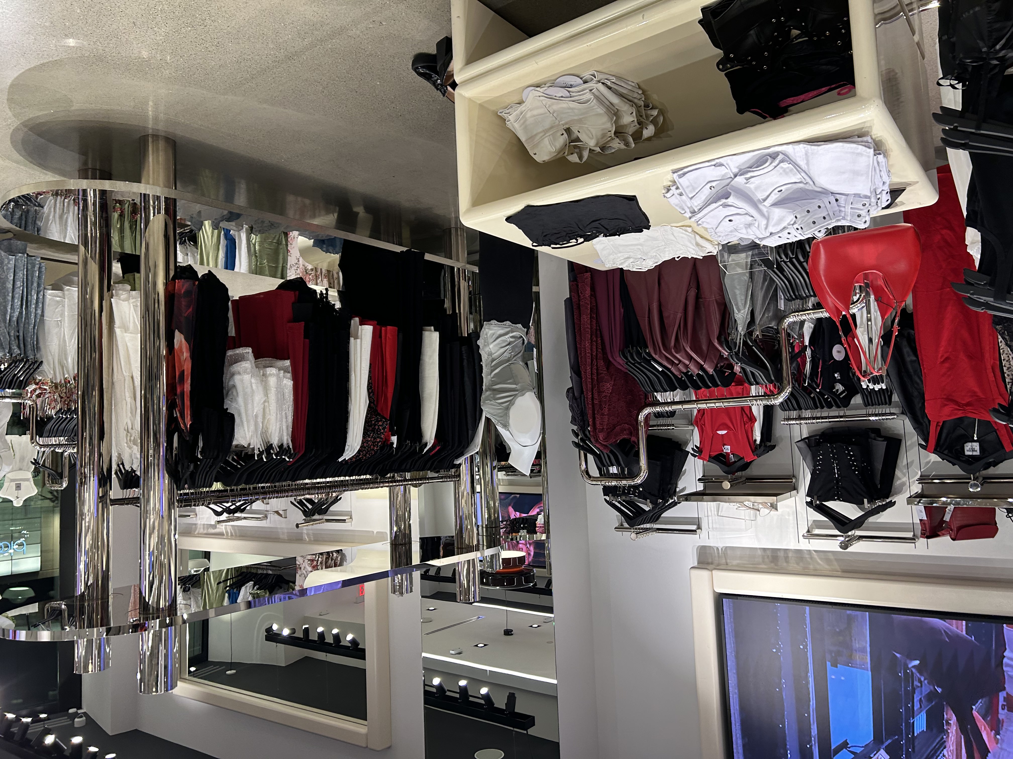 A clothing display in a women\'s store.