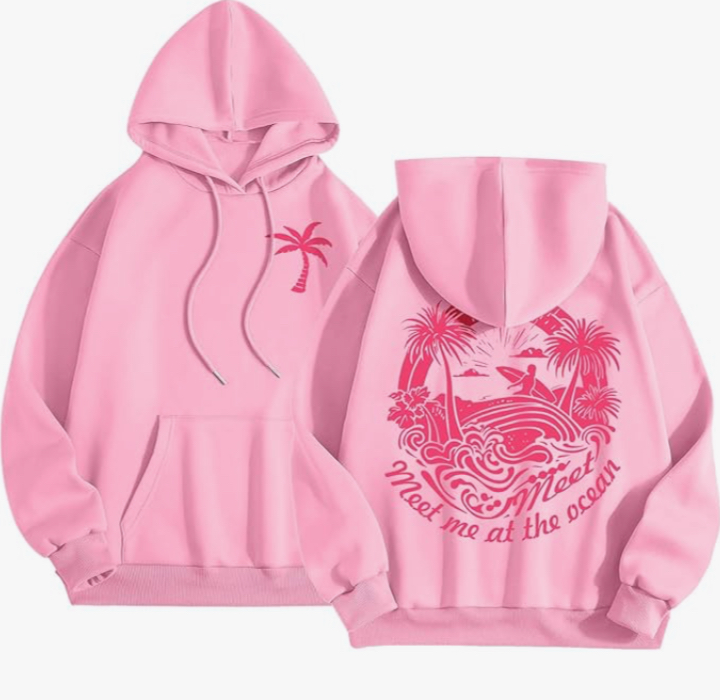 Hwmodou Pink Graphic Hoodie
