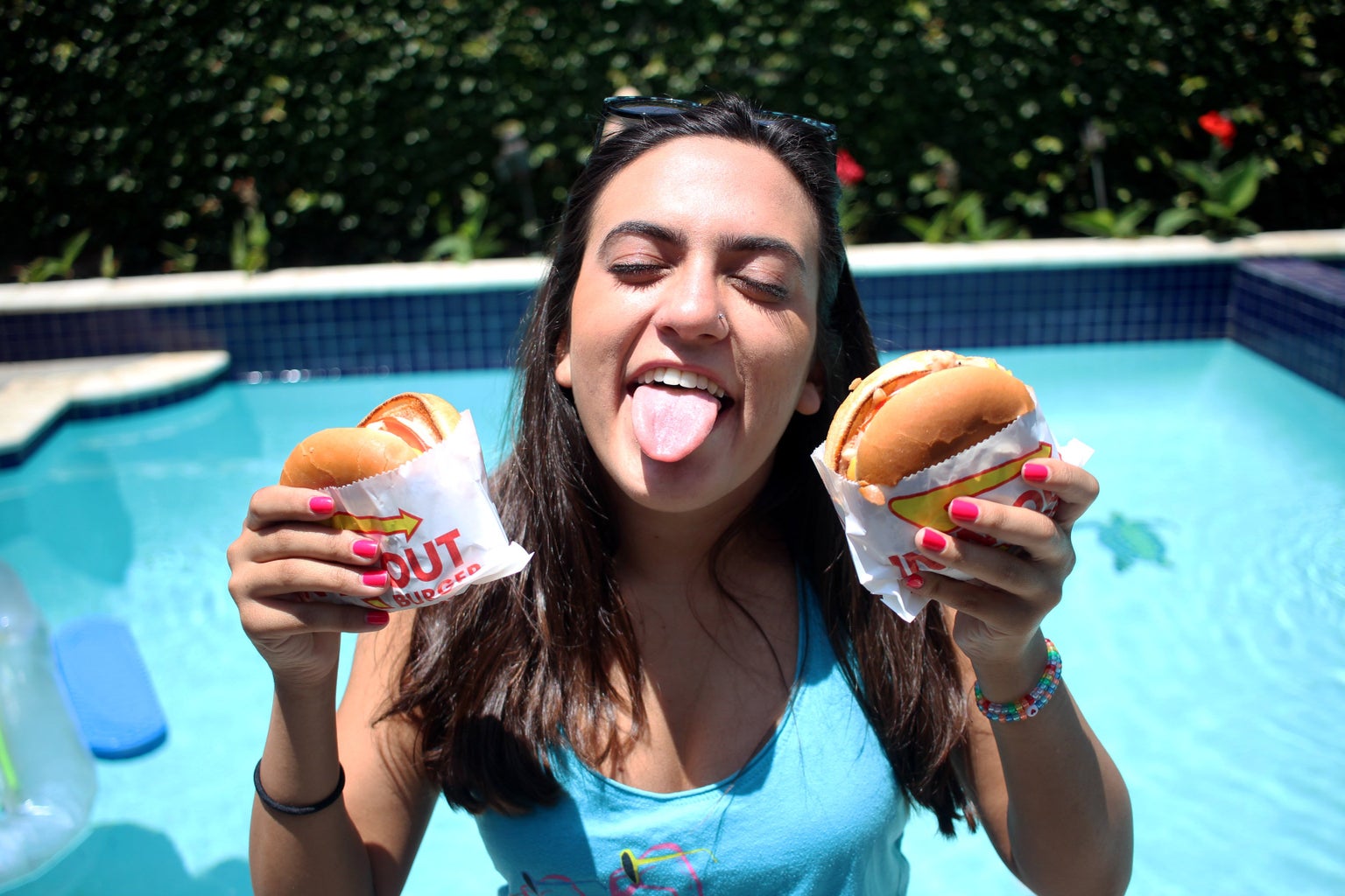 burgers food girls tongue out