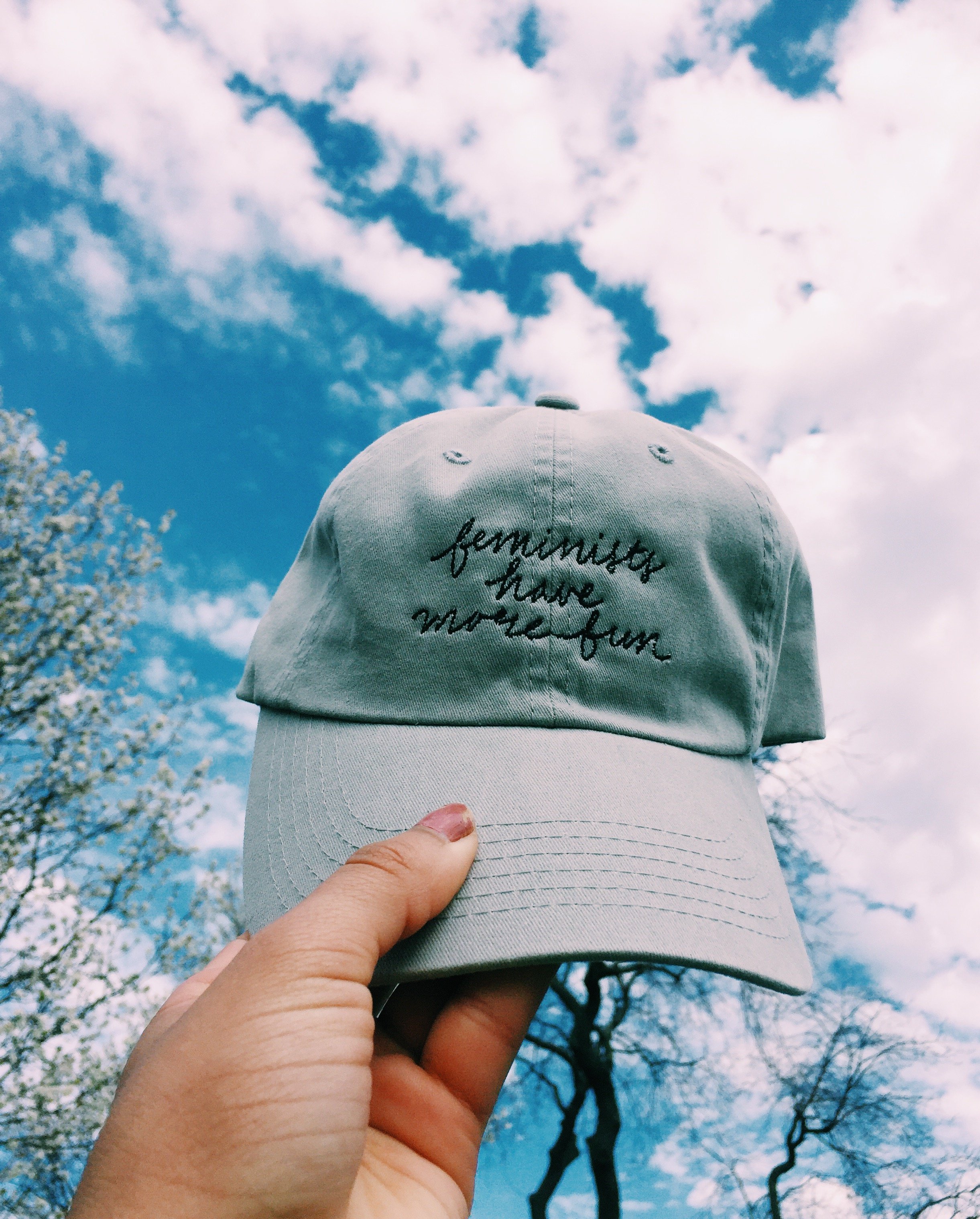 feminist hat against blue sky