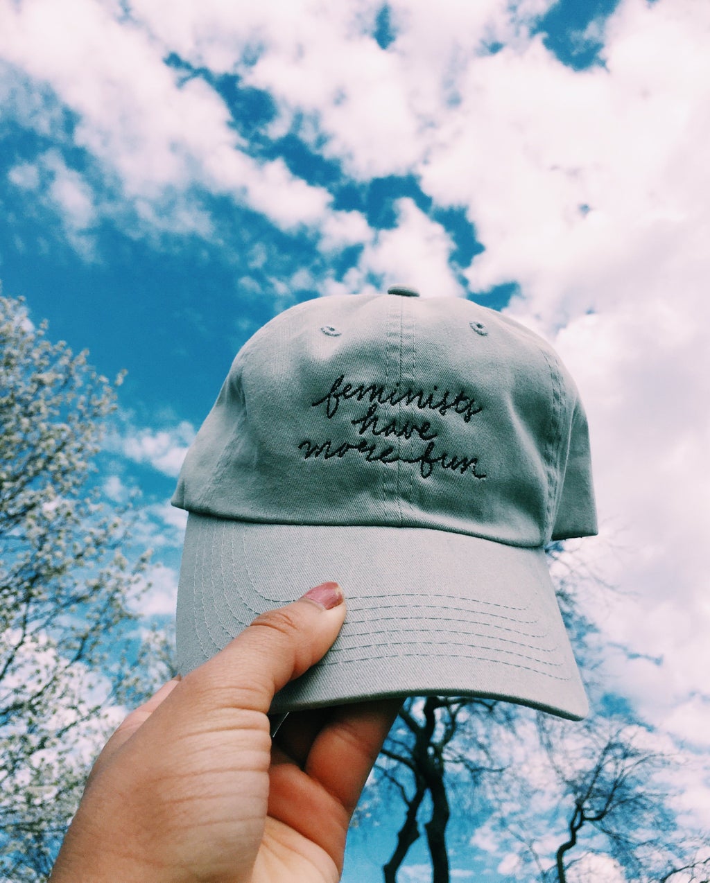 feminist hat against blue sky