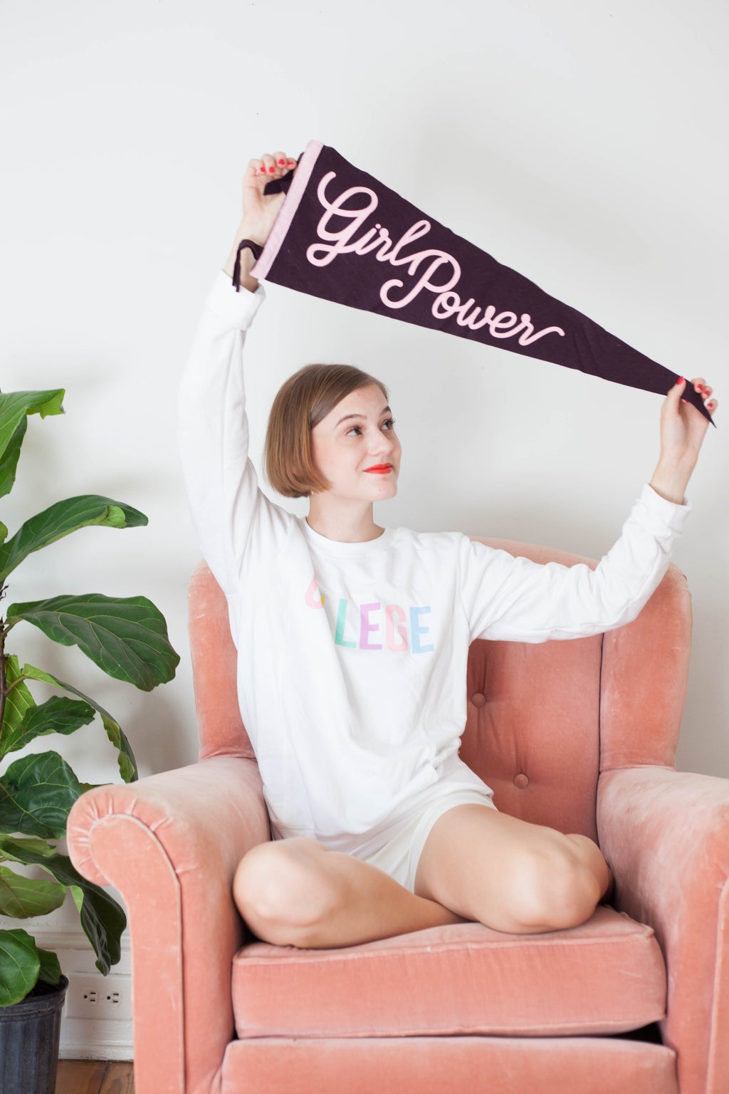 girl power banner college sweatshirt