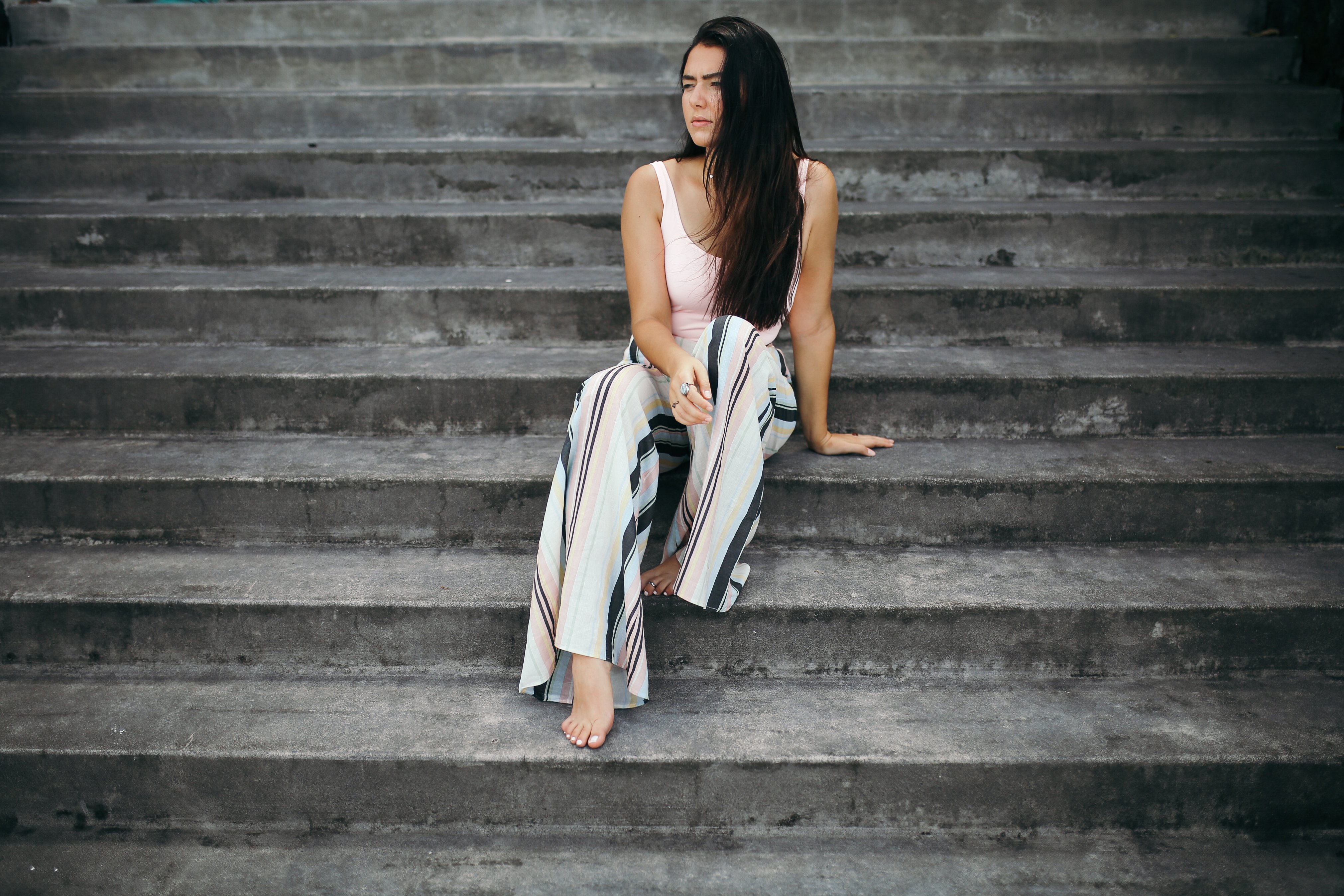 summer girl hawaii cool pants stairs hair high res version