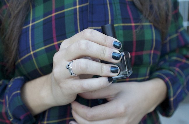the lala navy nails and plaid shirt?width=698&height=466&fit=crop&auto=webp&dpr=4