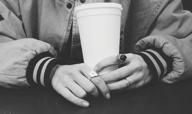Anna Schultz-Girl In Bomber Jacket With Rings Black And White