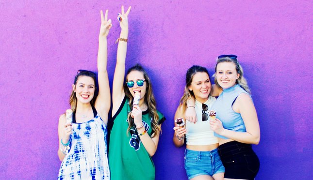 Amelia Kramer happy friends hrowing the peace sign and eating ice cream?width=698&height=466&fit=crop&auto=webp&dpr=4