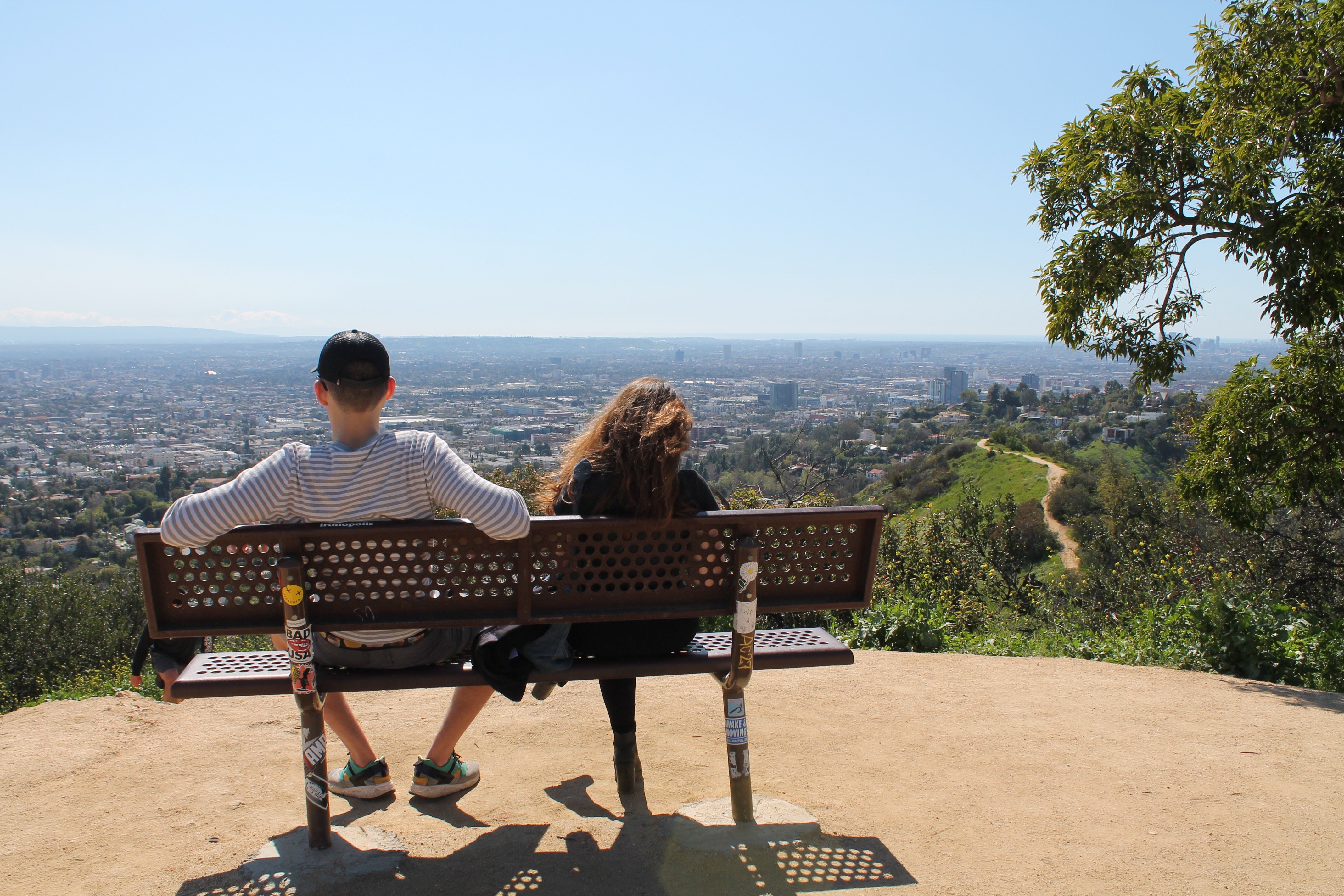Couple Bench View Hiking Summer Fun Relationship Original