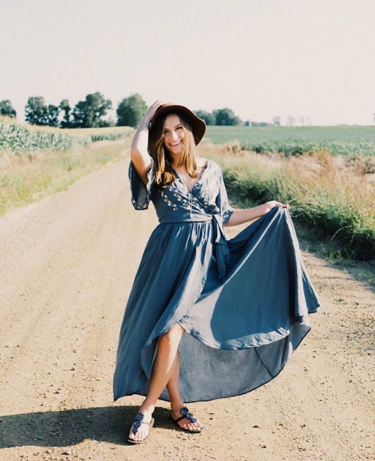 Happy Girl In Field With Dress