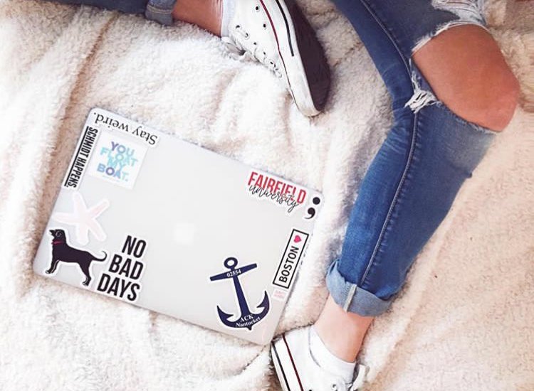 Laptop Jeans Ripped Study School