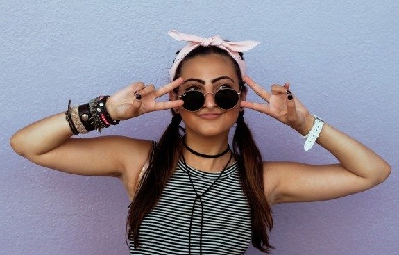 Girl With Pigtails Peace Sign Front