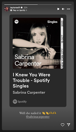 taylor swift\'s instagram story about sabrina carpenter\'s \