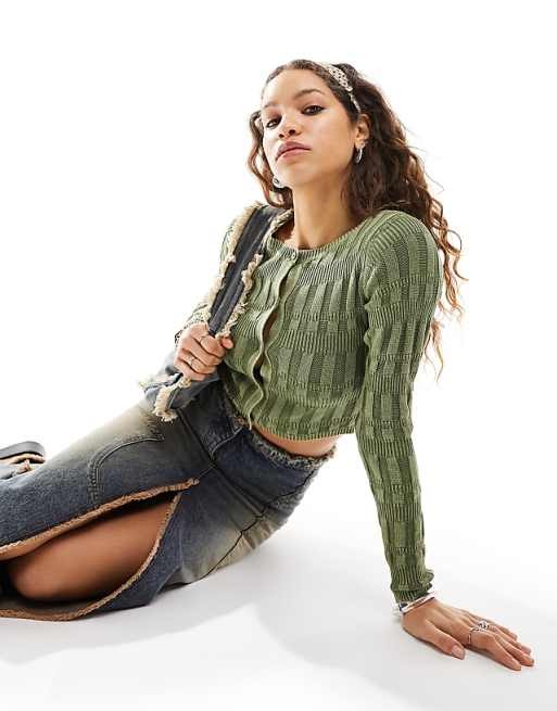 ASOS Design Button Front Shirred Cardigan