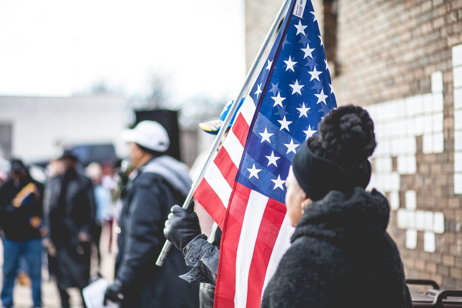 Black woman with american flag