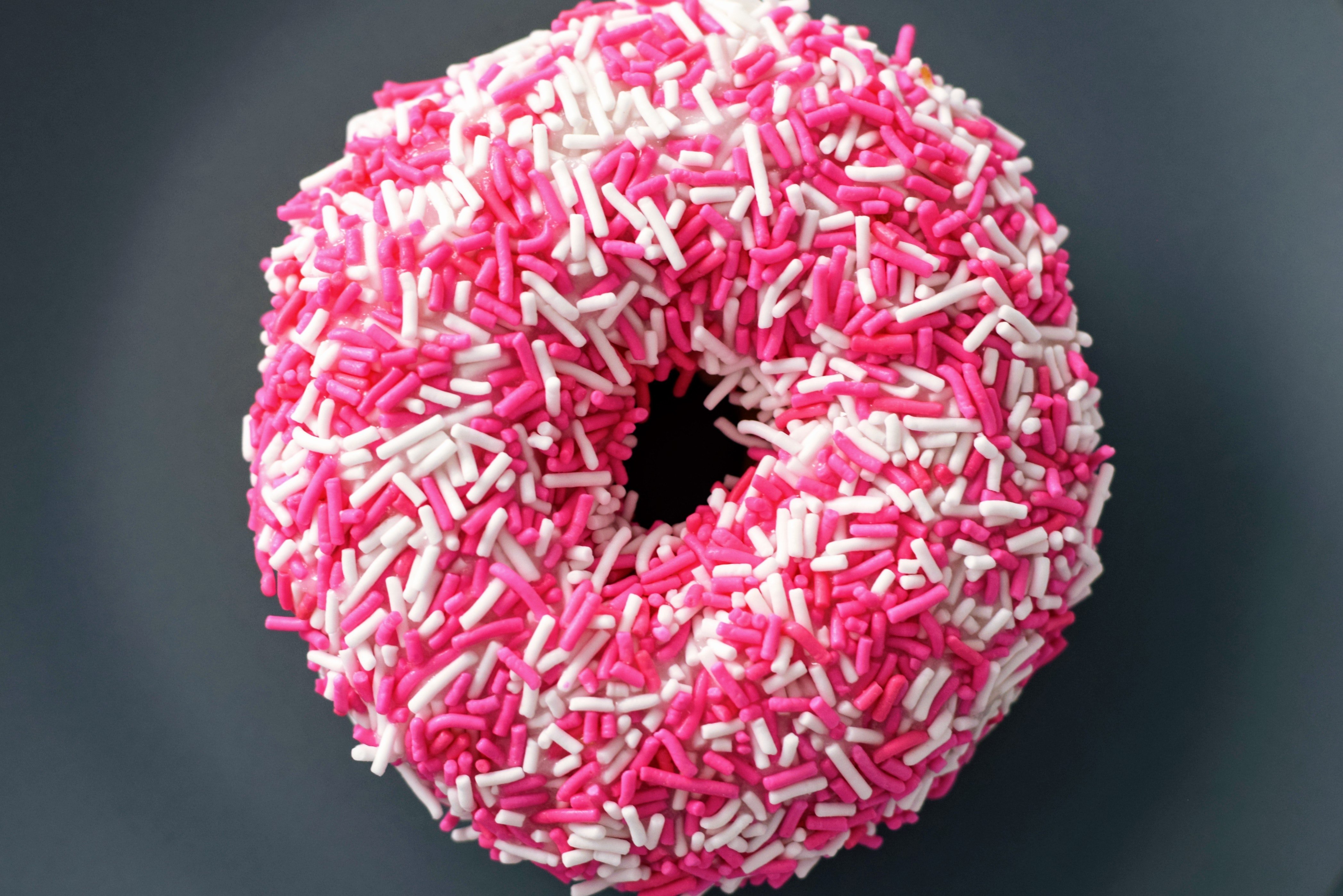 donut with pink sprinkles