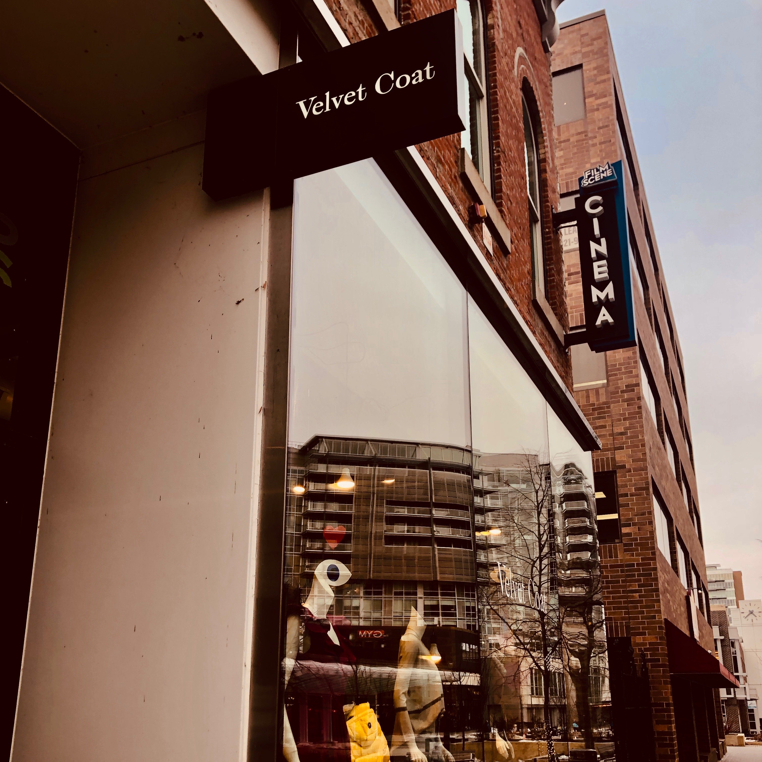 Velvet Coat boutique sign in Iowa City