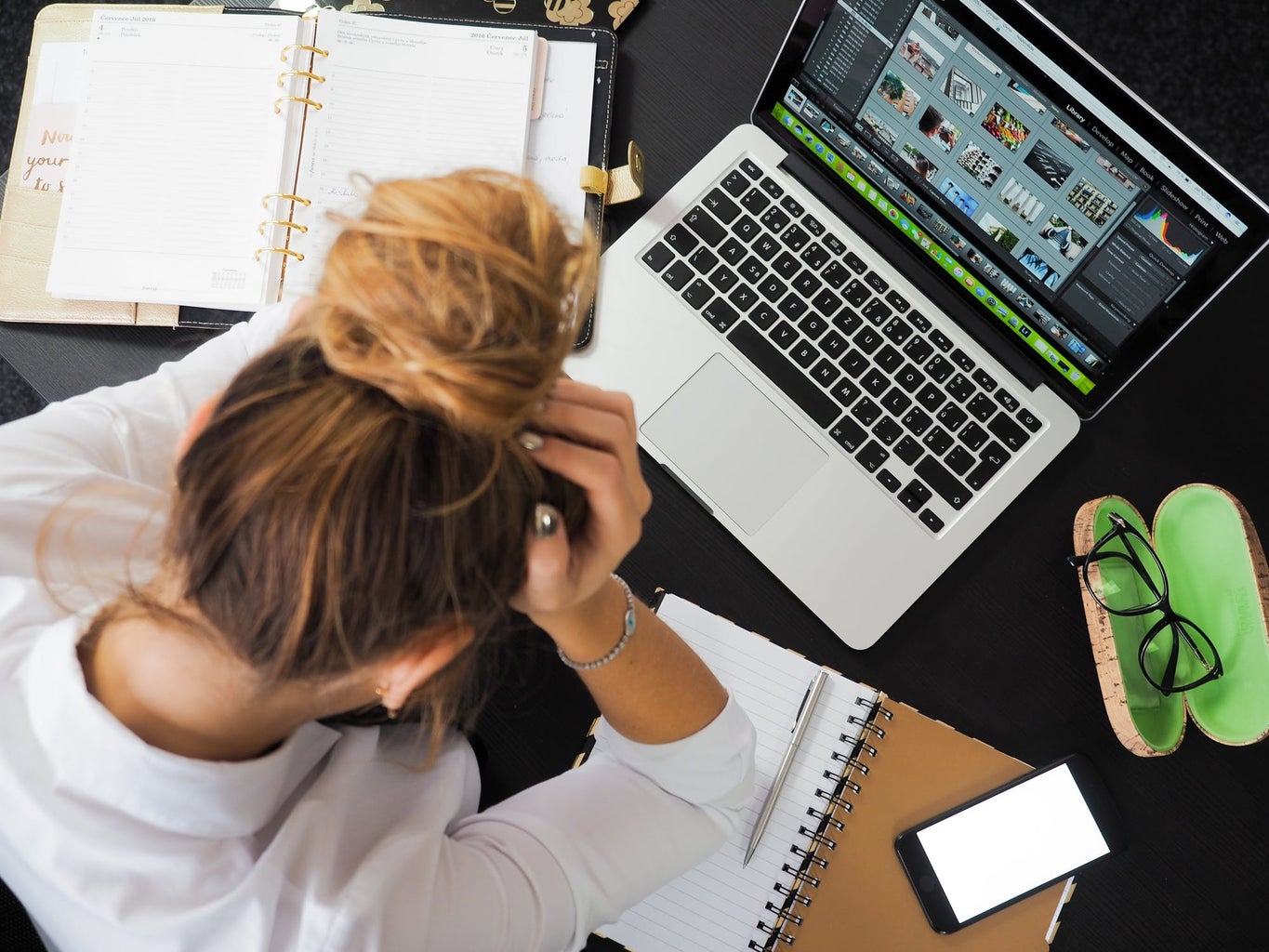 girl stressed at computer