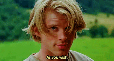 Gif of a character from the Princess Bride saying \"As you wish\"