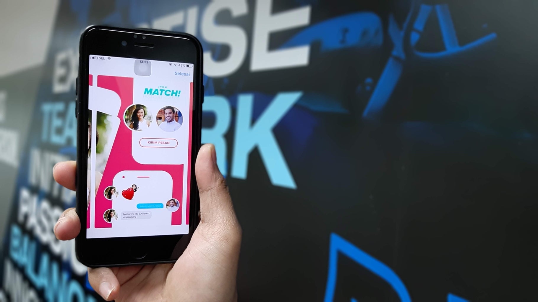 match on a dating app shown on phone screen