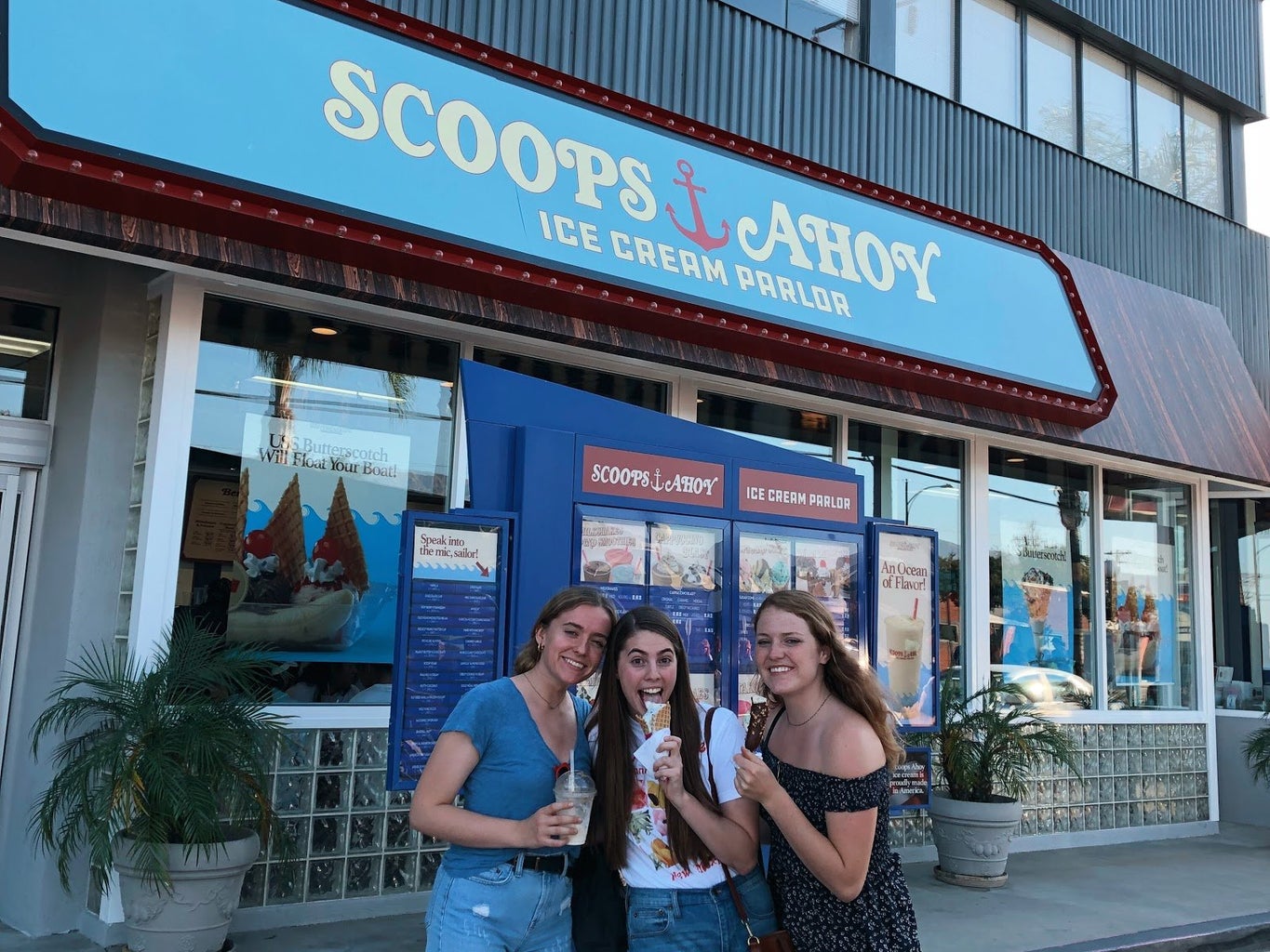 Me and my two friends outside Scoops Ahoy