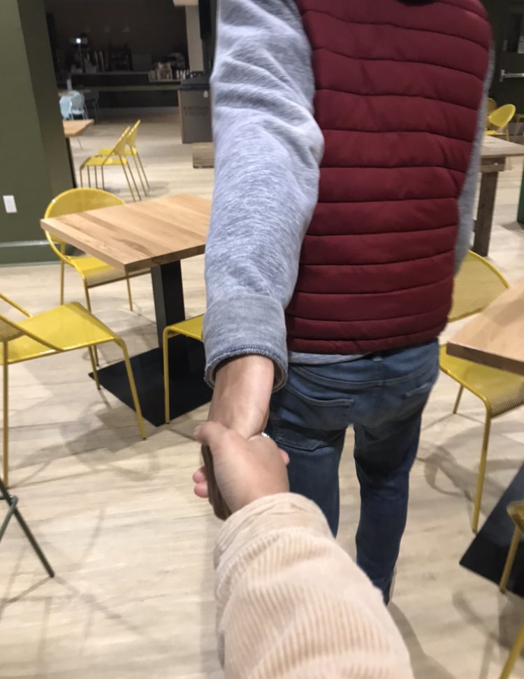 Me holding my friend David\'s hand