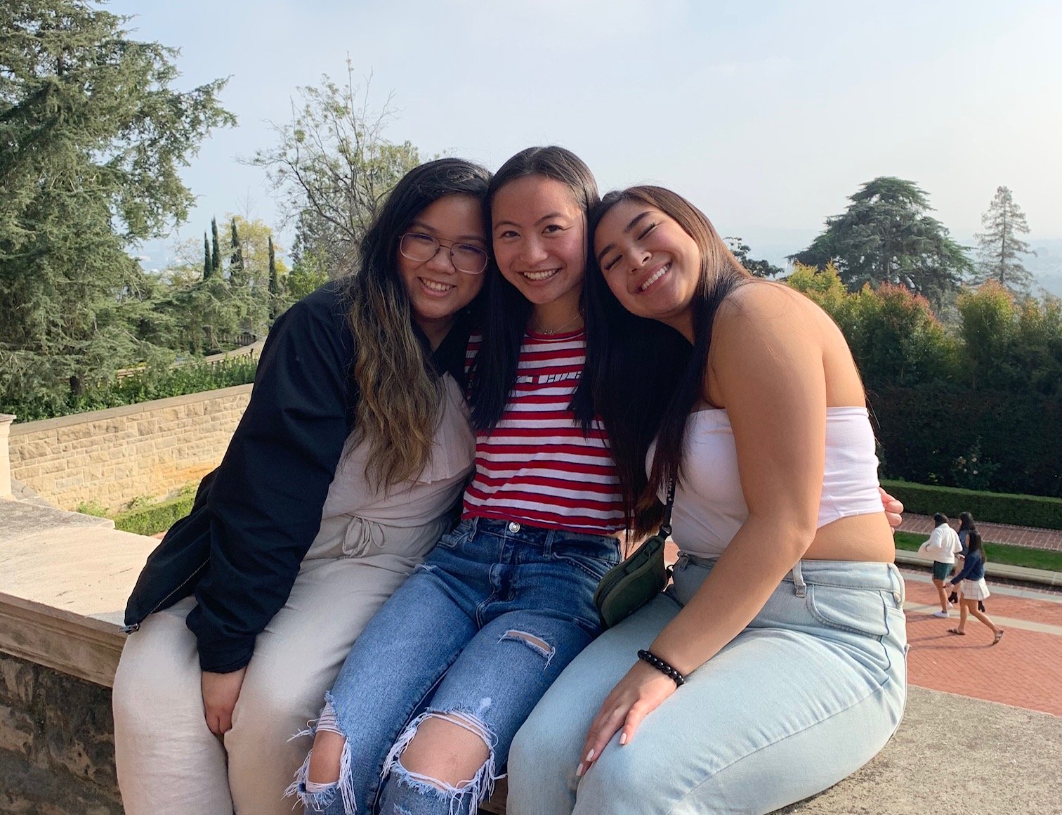 me and friends on a balcony