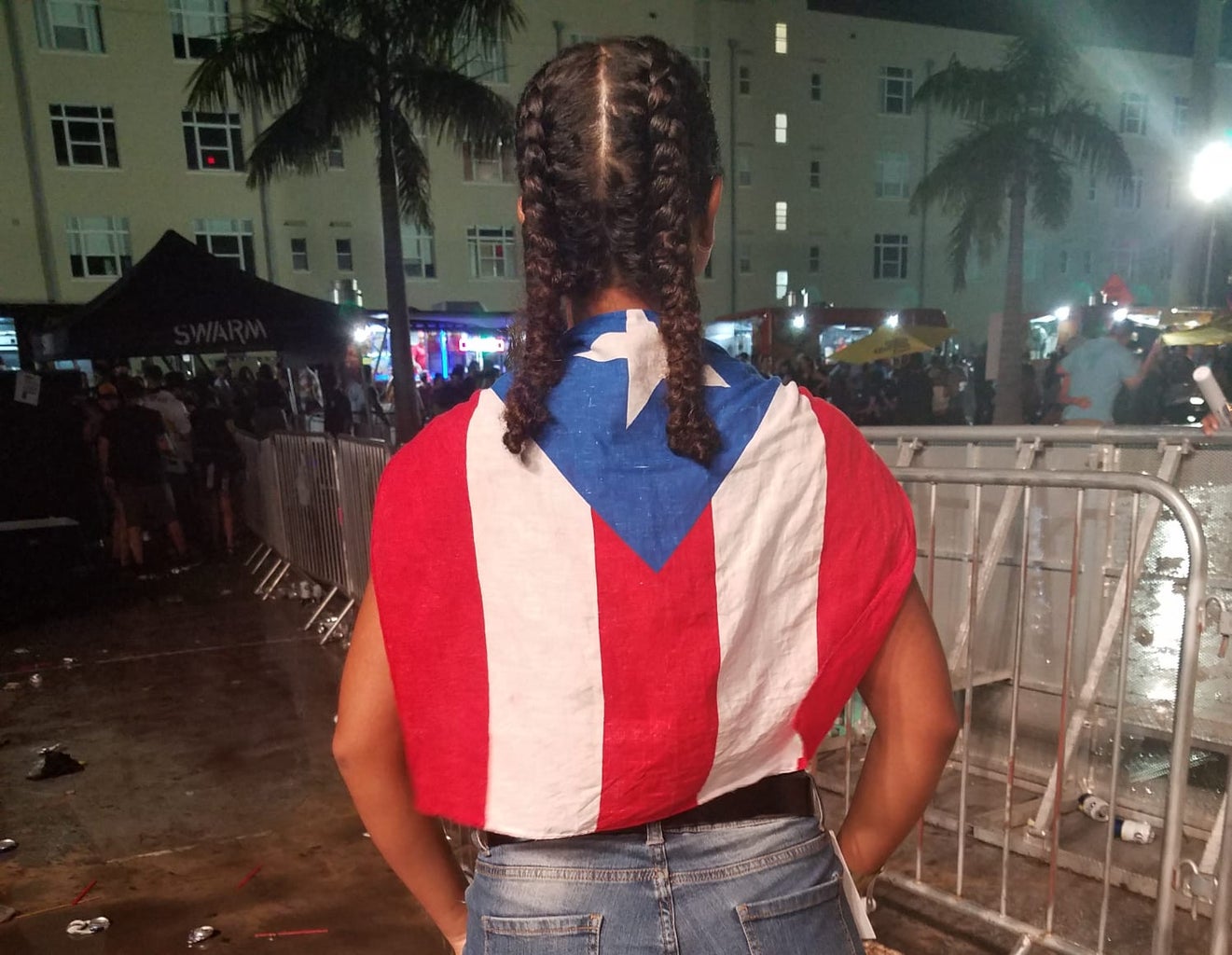 Gabriella Alexander with Puerto Rican flag cape