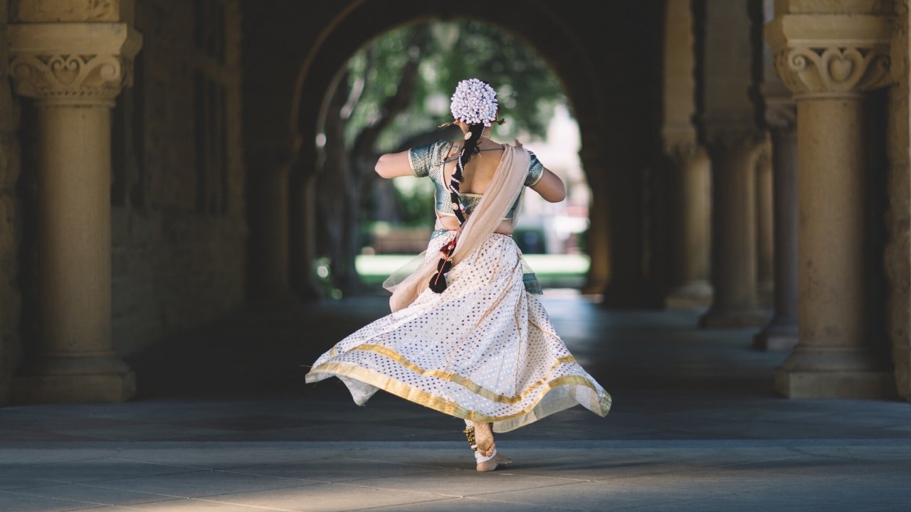 Indian girl running in the hallway