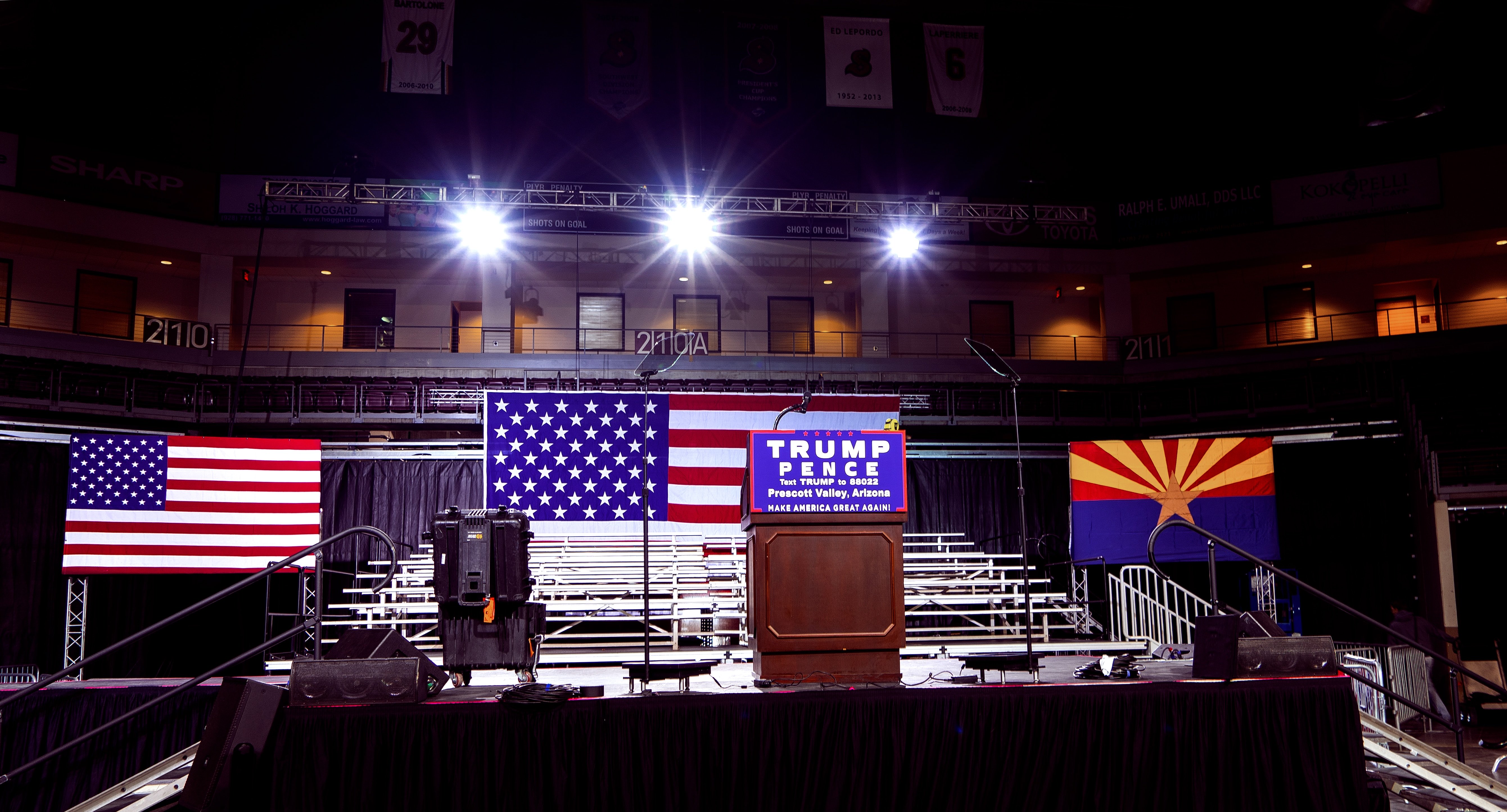 Trump and Pence podium